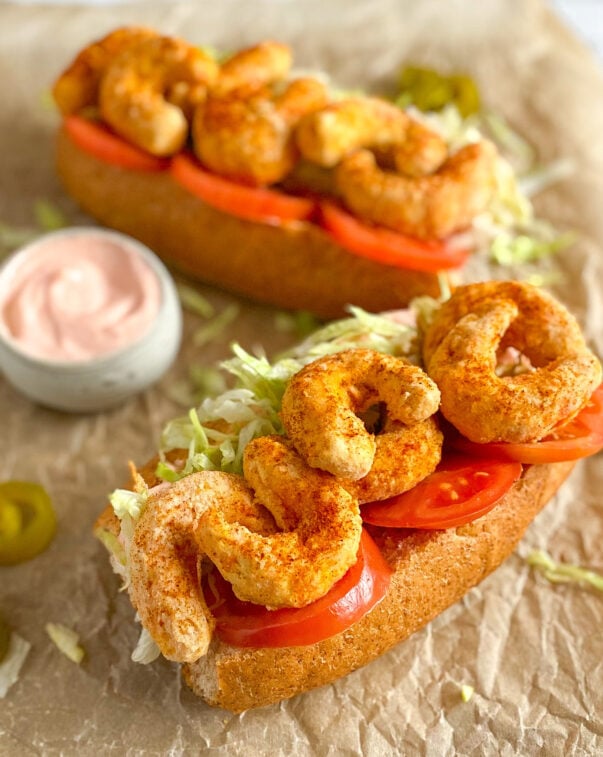 A photo of mind blown dusted shrimp po' boy