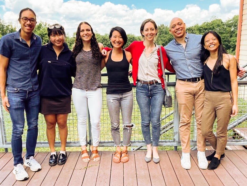 Gfi team members, amy huang and christina aguila, meet up with members of the johns hopkins alt protein project.