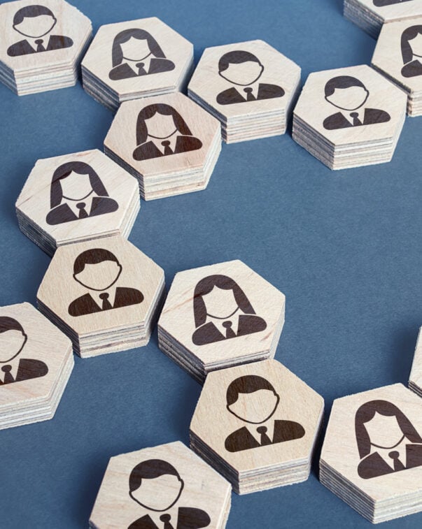 Network concept for career development, icons of people in hexagons