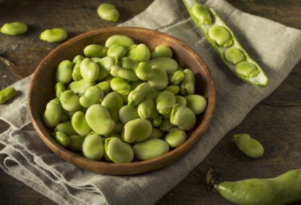 Fresh fava beans in a bowl