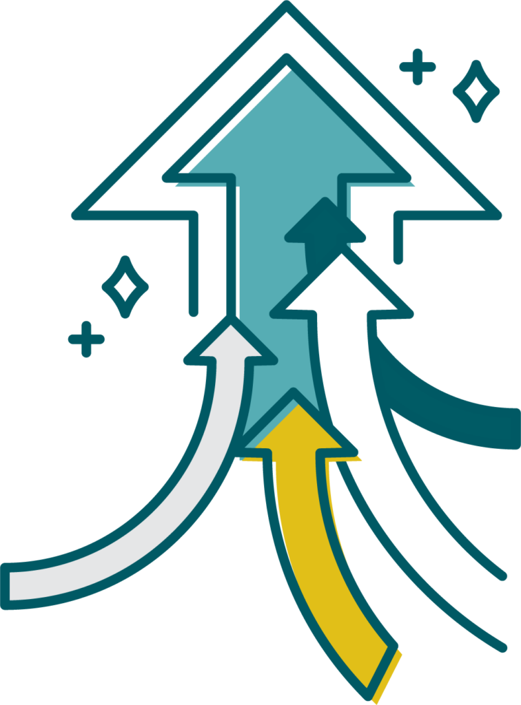 Illustrative icon showing arrows pointing upwards