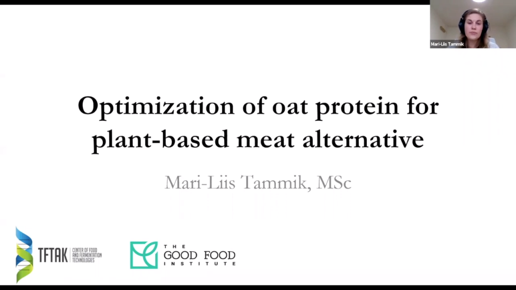 Screenshot from the science of alt protein seminar: optimizing oat protein