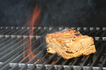 Plant-based meat on a grill