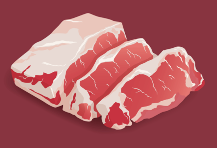Illustration representing marbled cultivated beef